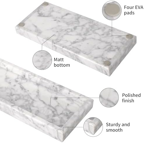 Marble Bathroom Vanity Tray, Carrara White, 12"x 5" x1.2" - Image 3