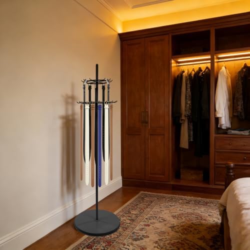 66.1in Belt Display Shelf with 31 Hooks Round Base (Black) - Image 5