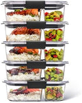 Rubbermaid Brilliance Meal Prep Containers, 2-Compartment Food Storage Containers, 2.85 Cup, 5-Pack, BPA-Free, Clear/Grey by Rubbermaid