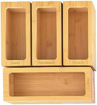 Incredinest Bamboo Drawer Organizer Bag Holder – Modular Design Zip Lock Bag Organizer Plastic Wrap Dispenser with Cutter – Baggie Organizer for Drawer with Single and Double Wrap Dispenser - Image 7