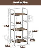3-Tier Purse Organizer Rack, Iron & Wood Floor-Standing Bag Storage Holder with Adjustable Side Basket and Hook Handbag Organizers Display Stand Shelf for Closet, Bedroom, Entryway, White - Image 2