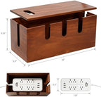 Wooden Cable Management Box, Power Strip Cord Hider with 5 Cable Slots - Image 2
