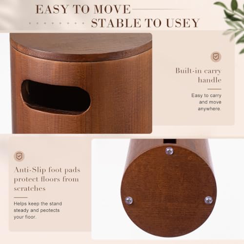 Wooden Toilet Paper Roll Holder, Toilet Paper Stand, Round - Image 4