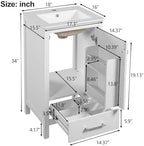 Harper & Bright Designs 18" Bathroom Vanity with Sink, Free Standing Single Vanity Set with One Divider Drawer, and Door Storage Shelf, Wooden Storage Cabinet with Ceramic Basin for Bathroom, White - Image 2