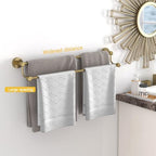 BESy Double Towel Bar Bathroom Towel Rack Towel Rod Holder Antique Brass - Image 3