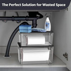 COAZEX 2 Pack Stackable Plastic Trash Bag Holder with Black Lids Under Sink - Image 7