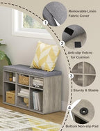 DINZI LVJ Shoe Storage Bench with Cushion, 31.5" Cubby Shoe Rack, 9 Cubbies - Image 4