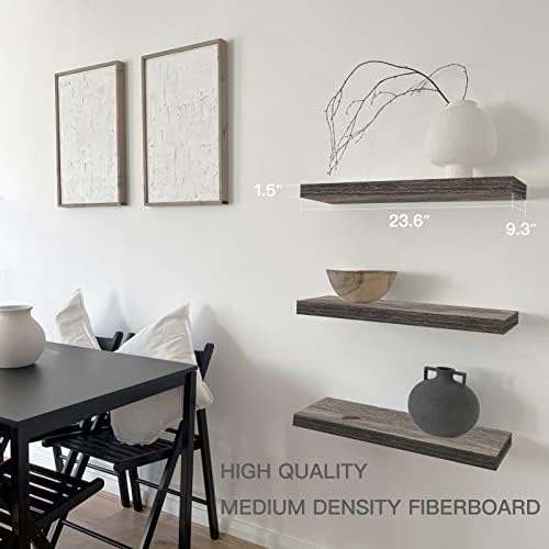 QEEIG Bathroom Long Floating Shelves for Wall (Grey, Set of 2, 23.6") - Image 3