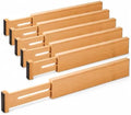 Adjustable Bamboo Drawer Dividers, Expandable Organizer Separators for Kitchen, Bedroom, and Office, 6 Pack by Unknown