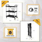 Olympia Tools 85-189 Pack N Roll Collapsible Service Cart, XL, 300LB Capacity, Black - Image 3