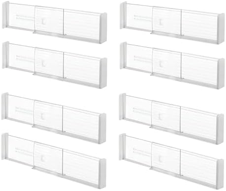 iDesign Plastic Adjustable Deep Drawer Dividers, Set of 8, Clear by iDesign