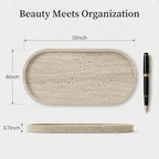 THMINS Travertine Tray, Marble Decorative Perfume Tray, 12 x 6 Inch - Image 5