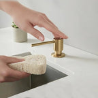 Kibi Kitchen Soap Dispenser – Lead-Free Solid Brass, Top-Fill Refillable Liquid Dispenser, 8.5 oz Capacity, Rust & Corrosion Resistant, Countertop Accessory for Kitchen & Bar Sink (Brushed Brass) - Image 4