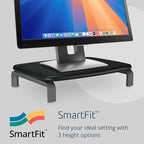Kensington SmartFit Low Profile Monitor Stand for up to 40lbs screens, Compact Desktop Stand Riser 3 Height Adjustable, Laptop Stand for Desk, PC Stand, Monitor Riser 9"x3"x11.5" - Gray K60087F - Image 2