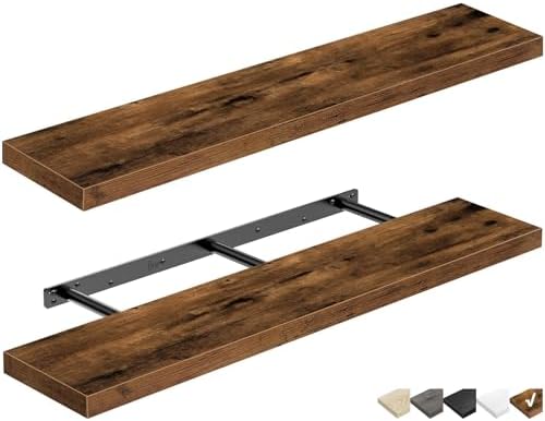 QEEIG Extra Long Floating Shelves for Wall (Brown, Set of 2, 47.2") by QEEIG