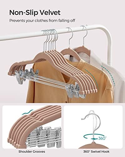 SONGMICS 30-Pack Pants Hangers, Velvet Hangers with Adjustable Clips - Image 5