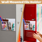 8 Pack Magnetic File Holder Fridge Organizer White with 2 Pockets - Image 4