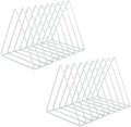 EASEPRES Vinyl Record Holder Storage, 9 Slot Metal Magazine Book Album Display Rack, Stylish Triangle Desktop File Sorter Organizer for Home Office, White Pack of 2 by EASEPRES