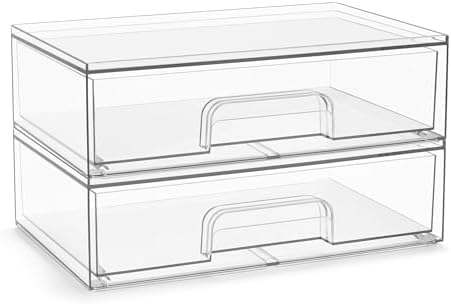 Sorbus Clear Stackable Storage Drawers (2 Pack, 12.1'' Wide) by Sorbus
