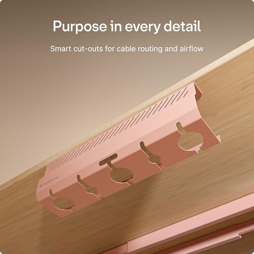 Desktronic Cable Duct Desk Pink Set of 2 - Stainless Steel Cable Management Desk Cable Duct with 5 Cable Cut-Outs - Easy to Install Cable Organiser - Cable Holder - Image 5