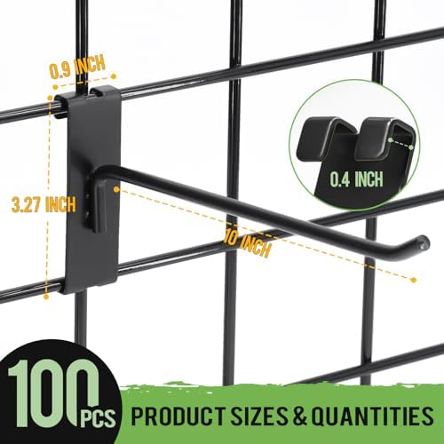 100 Pcs Gridwall Hooks, 10 Inch Grid Wall Hook Display for Gridwall Panel - Image 2