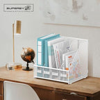 4-Compartment Magazine File Holder and File Organizer for Desk, White - Image 2