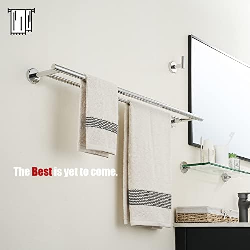 JQK Double Bath Towel Bar, 30 Inch 304 Stainless Steel Thicken 0.8mm Towel Rack for Bathroom, Towel Holder Polished Chrome Wall Mount, Useable Length 27 Inch, TB100L27-CH - Image 4