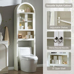 IFGET Arched Over The Toilet Storage Cabinet w/Acrylic Doors, Antique White - Image 5