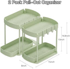 2 Packs Under Sink Pull-Out Storage Organizers, 14.8 Inches, Green - Image 2