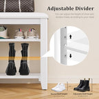 Taitiy Shoe Bench with 3 Tier Adjustable Shelves Rubberwood Entryway 47.2'' - Image 6