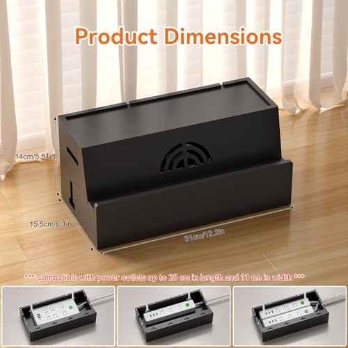 Bamboo Cable Management Box, Black, 31X14X15.5CM - Image 6