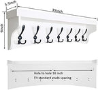 WEBI Coat Rack Wall Mount with Shelf,35" Long White Wall Shelf with Hooks Underneath,Entryway Coat Rack with 7 Triple Hooks for Hanging Coats,Bathroom,Mudroom,Hallway - Image 2