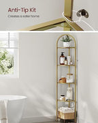 VASAGLE 5-Tier Corner Shelf Stand, Tempered Glass, Steel Frame - Image 5