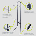Delta Cycle Michelangelo 2 Bike Storage Rack Black - Gravity Fully Adjustable Bike Storage Garage For Road, MTB, and Hybrid Bicycles - Vertical Bike Rack Holds Up To 80 lbs - Image 3
