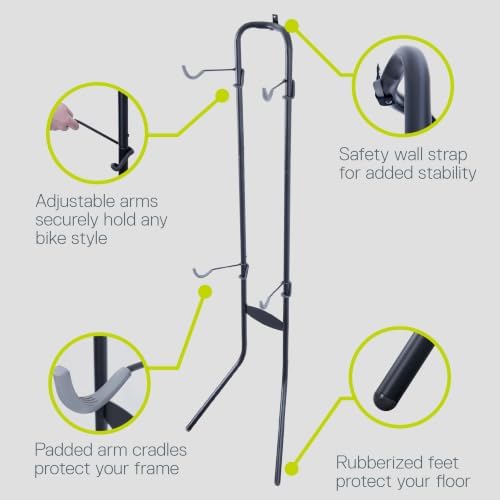 Delta Cycle Michelangelo 2 Bike Storage Rack Black - Gravity Fully Adjustable Bike Storage Garage For Road, MTB, and Hybrid Bicycles - Vertical Bike Rack Holds Up To 80 lbs - Image 3