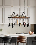 CHOEZON Hanging Pot Rack, Pot Hanger for Kitchen, Ceiling Mounted Pot Holder, Cookware Organizer with 24 S-Shaped Hooks, for Pot, Pan Storage, Space-Saving, Rustic Brown and Black TPR28BF - Image 3