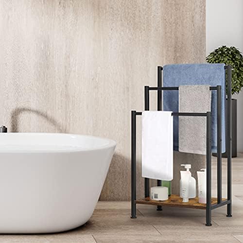 Towel Rack Freestanding, Blanket Rack Stand with Wooden Storage - Image 5