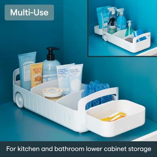 YouCopia RollOut Caddy Rolling Storage Bin with 2 Adjustable Dividers and Removable Basket for Kitchen and Bathroom Under Sink Organization, 8" Wide - Image 6