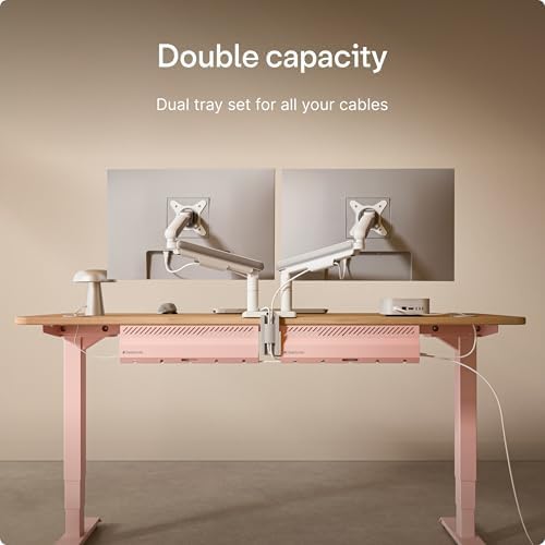 Desktronic Cable Duct Desk Pink Set of 2 - Stainless Steel Cable Management Desk Cable Duct with 5 Cable Cut-Outs - Easy to Install Cable Organiser - Cable Holder - Image 4