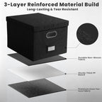 Hanging File Box with Lid & Metal Rails 16.7"x 13.6" x 11.2", Black - Image 4