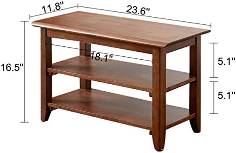 XKZG Shoe Rack Bench Wooden Shoe Storage Bench Entryway Bench, Brown, 23.6" - Image 2