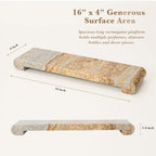 16"x4" Natural Marble Tray Pedestal Stand, Bathroom Counter Vanity Trays - Image 3