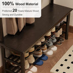 AQIMUELE Coat Rack with Shoe Storage, Wooden Hall Tree with Bench, 11 Hooks and 2-Tier Storage Shelves, 3-in-1, Entryway Bench with Coat Rack (39.3"-Black) - Image 4