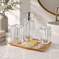 LGURT 4-Pc Clear Bath Access Set — Crystal Acrylic Dispenser, Dish & Holder by LGURT