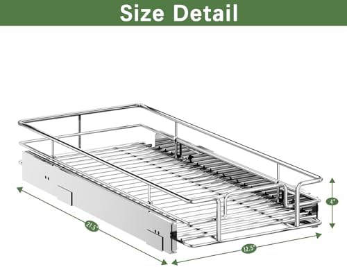 LOVMOR Pull Out Cabinet Organizer 12½" W x 21½" D, Kitchen Cabinet Pull Out Shelves Slide Out Storage - Image 3