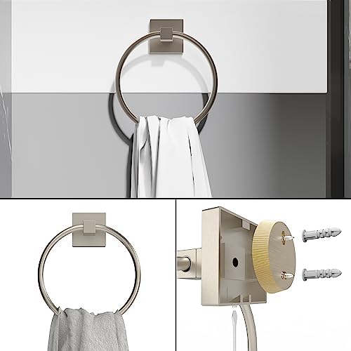 RUACQ Brushed Nickel Toilet Paper Holder & Towel Ring, Bathroom Accessories - Image 5