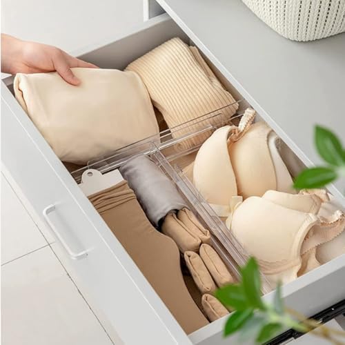 Guo's hyekbe 8 Pack 3.2 Inch Tall ABS Drawer Divider -Expandable from 10.9-20.5''-Adjustable Dresser Drawer Plastic Organizer Separators for Flatware, Utensil, cosmetics，Underwear，office supplies - Image 3