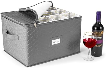 Sorbus Stemware Storage Containers, Divided Case (Wine Glass, Gray) by Sorbus