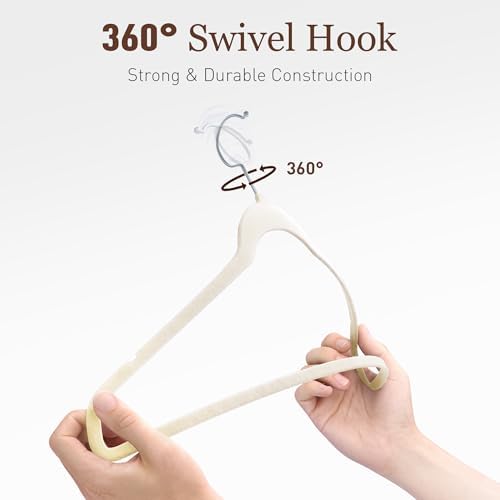 Velvet Hangers 200 Pack, 17.5" Non-Slip Clothes Hangers, Ivory - Image 7
