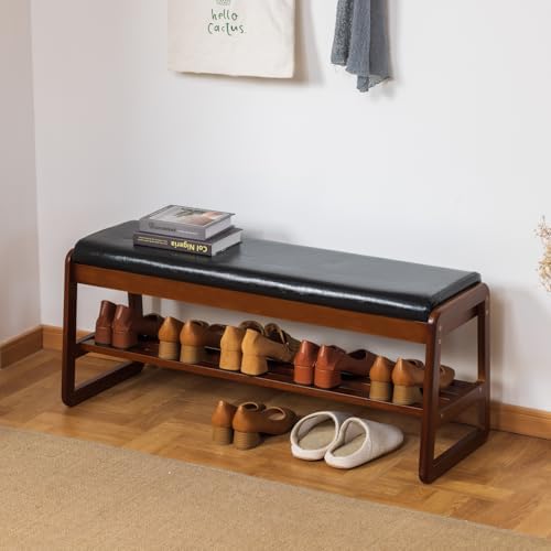 SOBIBO Solid Wood Shoe Rack Bench with Flip-Top Storage, Black, 39.4" - Image 4